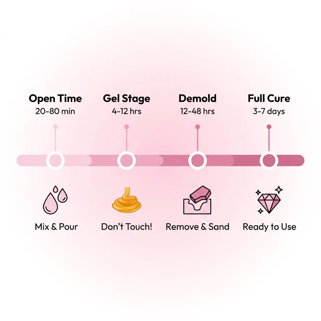 The four stages of epoxy resin curing — from liquid to fully hardened