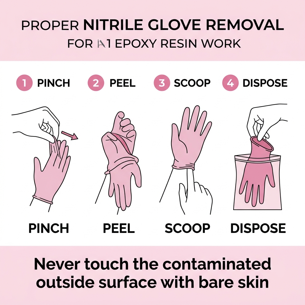 Proper glove removal technique — pinch, peel, scoop, and dispose without touching the contaminated surface