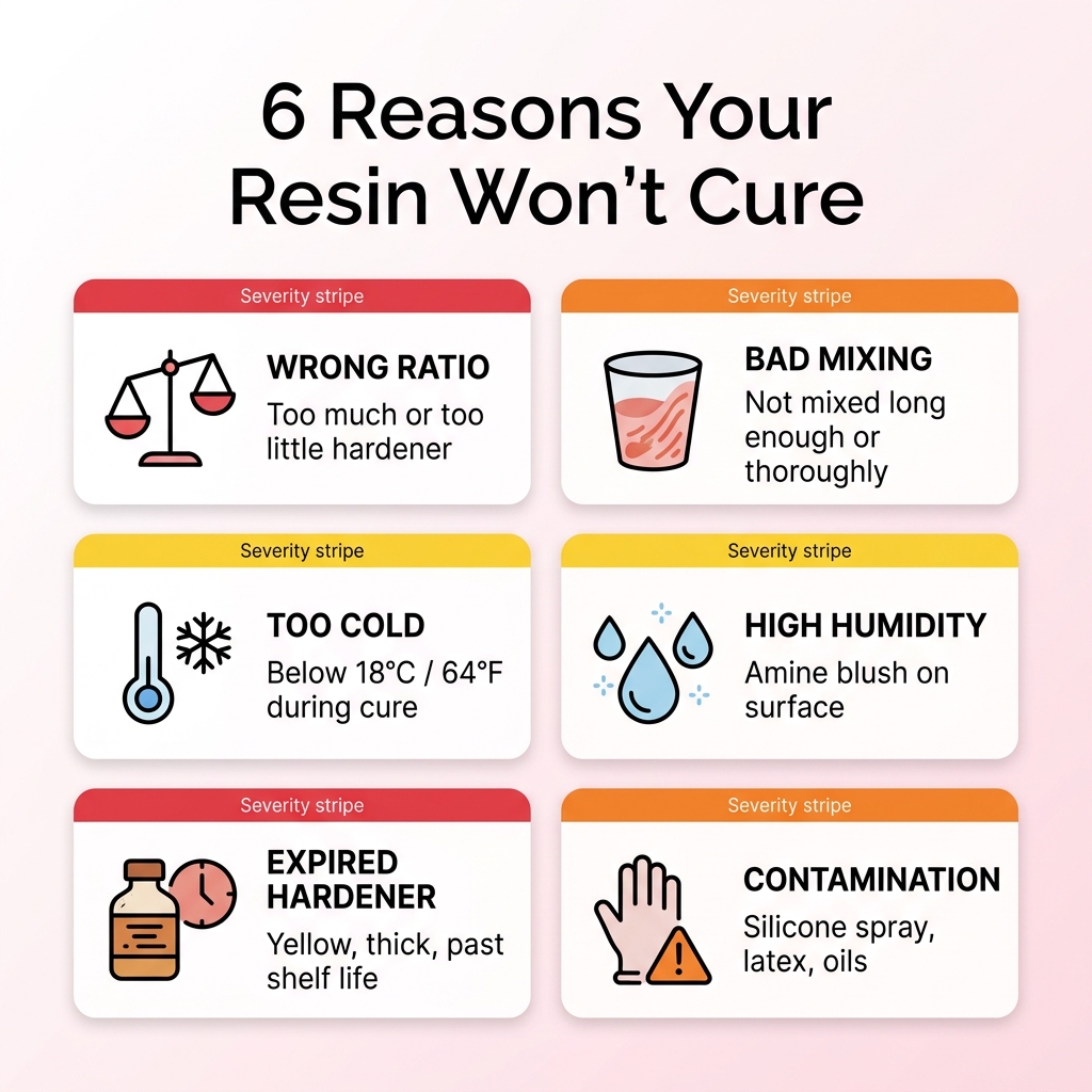 The 6 most common causes of sticky or uncured epoxy resin, ranked by severity