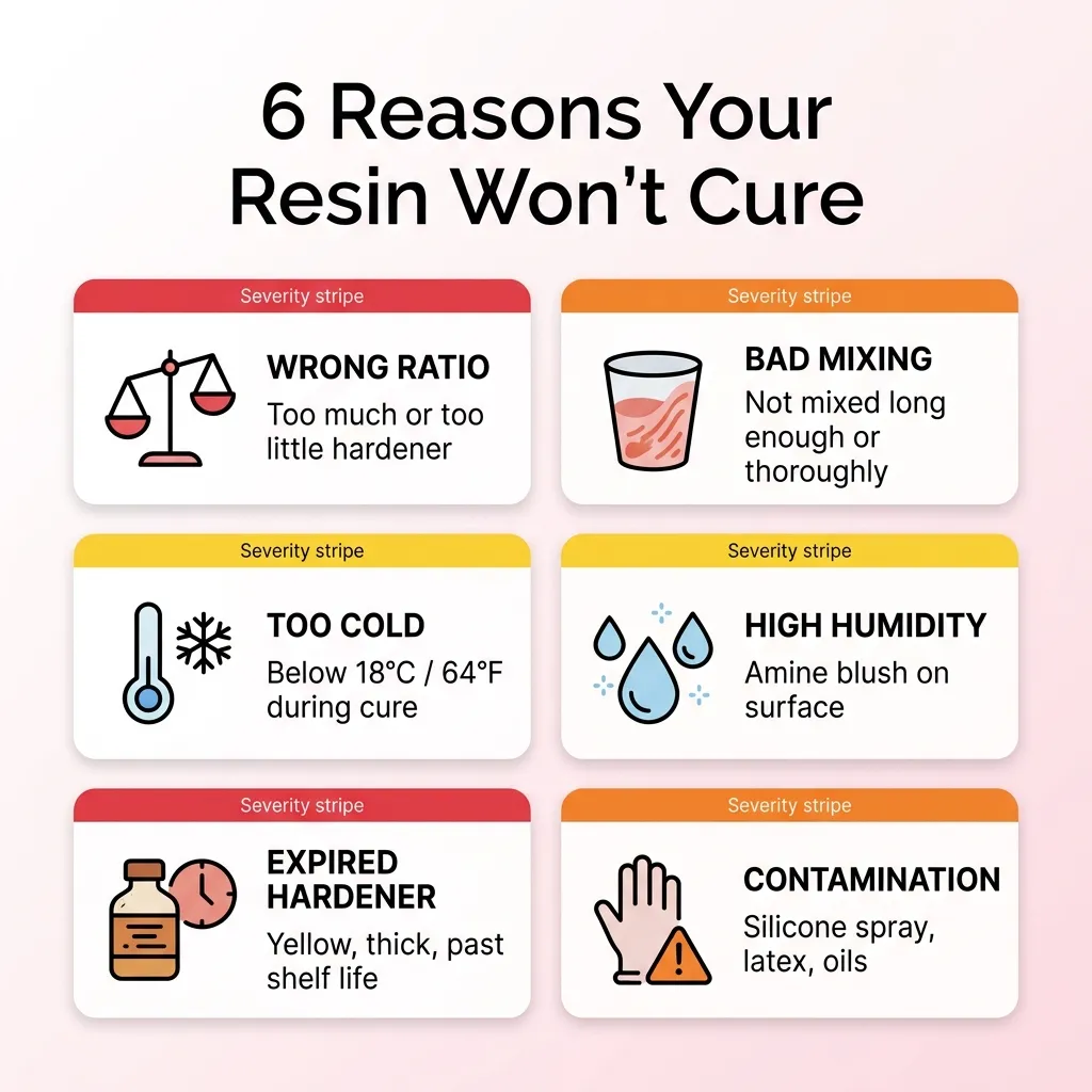 The 6 most common causes of sticky or uncured epoxy resin, ranked by severity